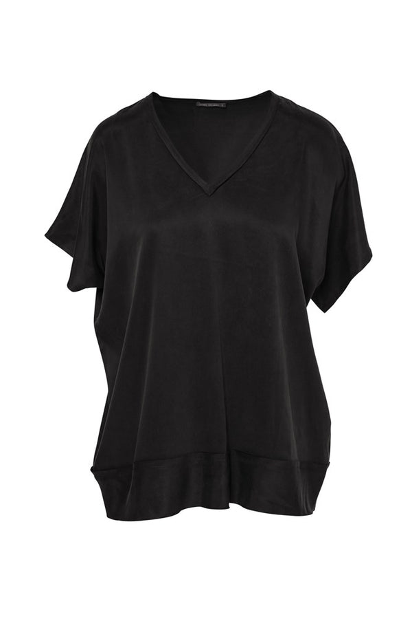Luxe Stretch Cupro V.Neck Relaxed Top Catania