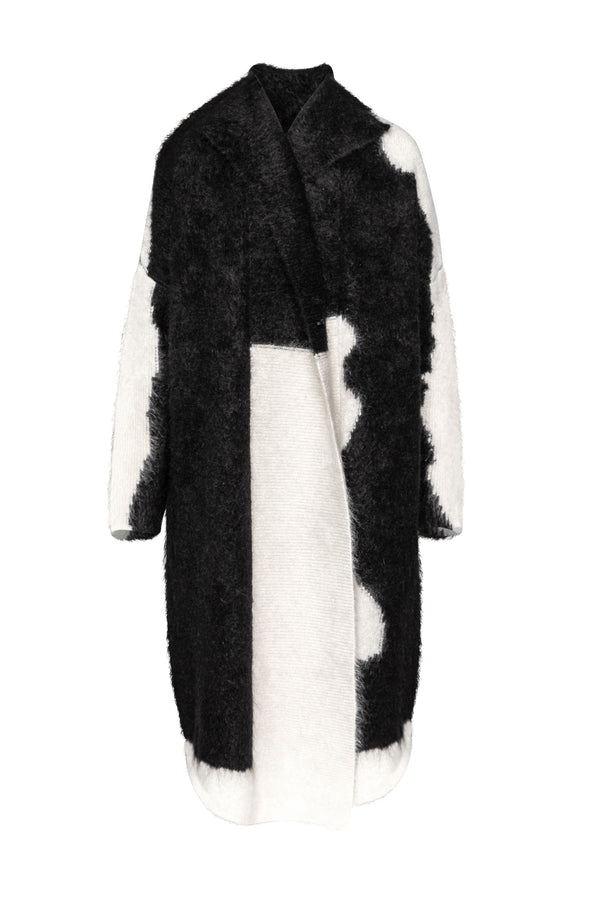 Mohair Wool Long Wrap Coat Blanc