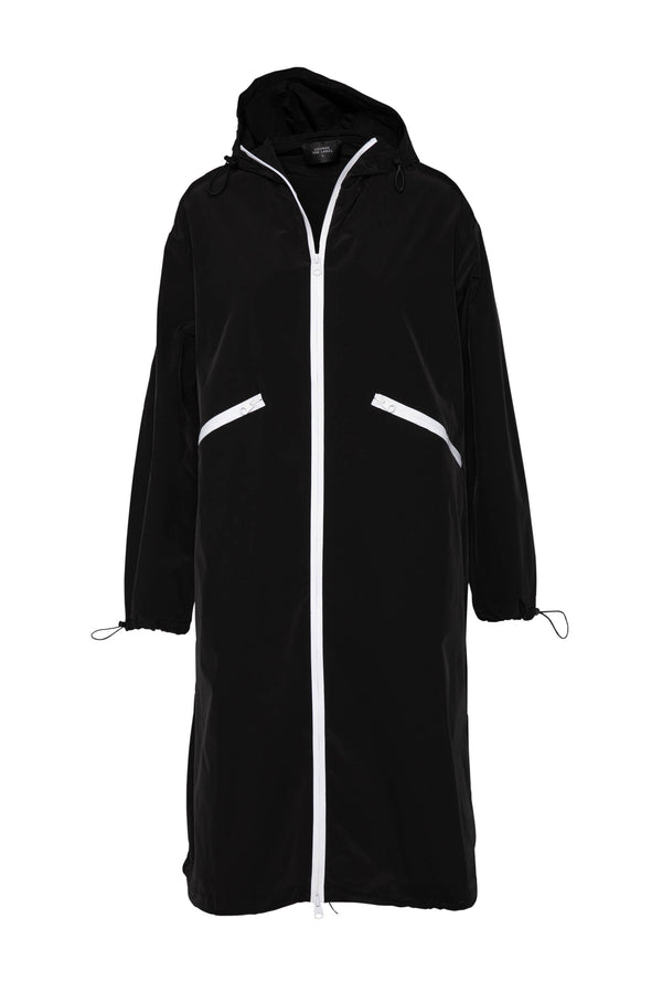 Showerproof Hooded Raincoat Paris Black/White