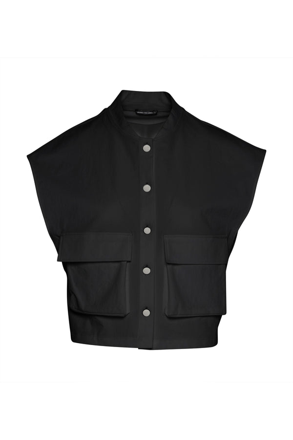 Stretch Twill Cargo Pocket Vest Corfu Black
