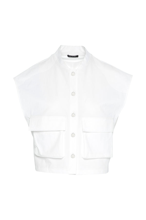 Stretch Twill Cargo Pocket Vest Corfu White
