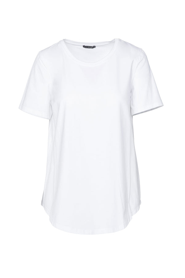 Pima Cotton Short Sleeve Round Neck Top Siem White