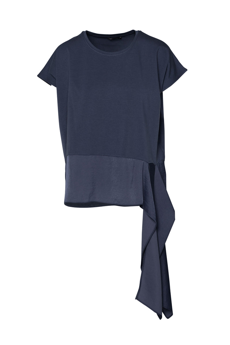 Pima Cotton Boxy Cap Sleeve Top Pisa Sea