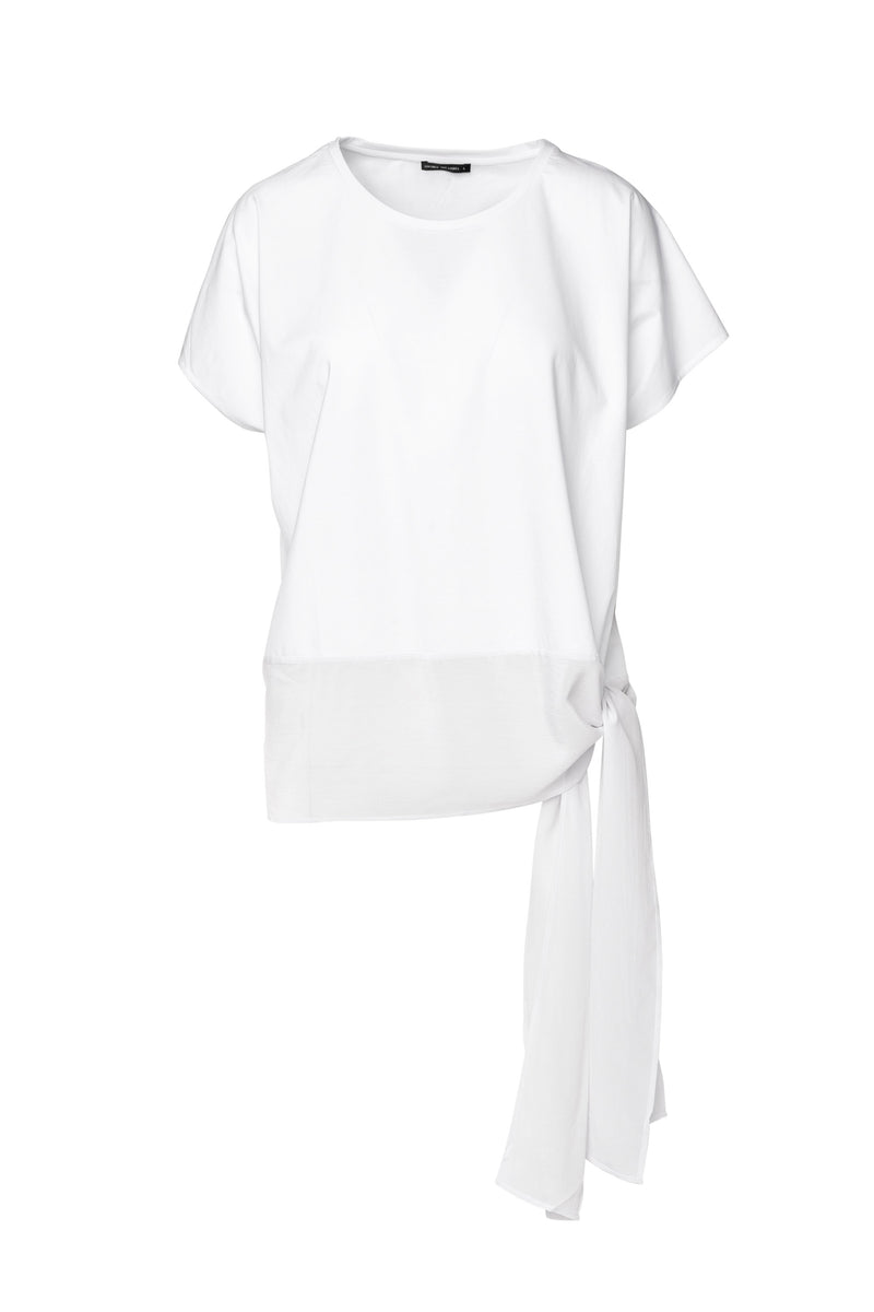 Pima Cotton Boxy Cap Sleeve Top Pisa White