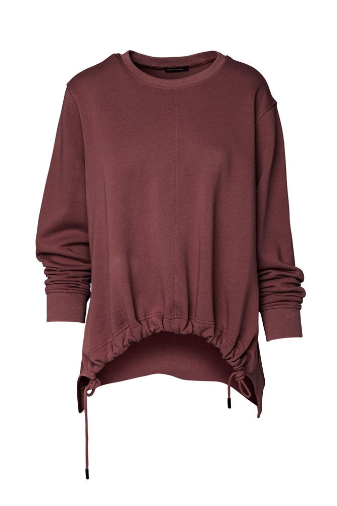 Cotton Drawstring Detail Hem Sweat Top Norway Merlot