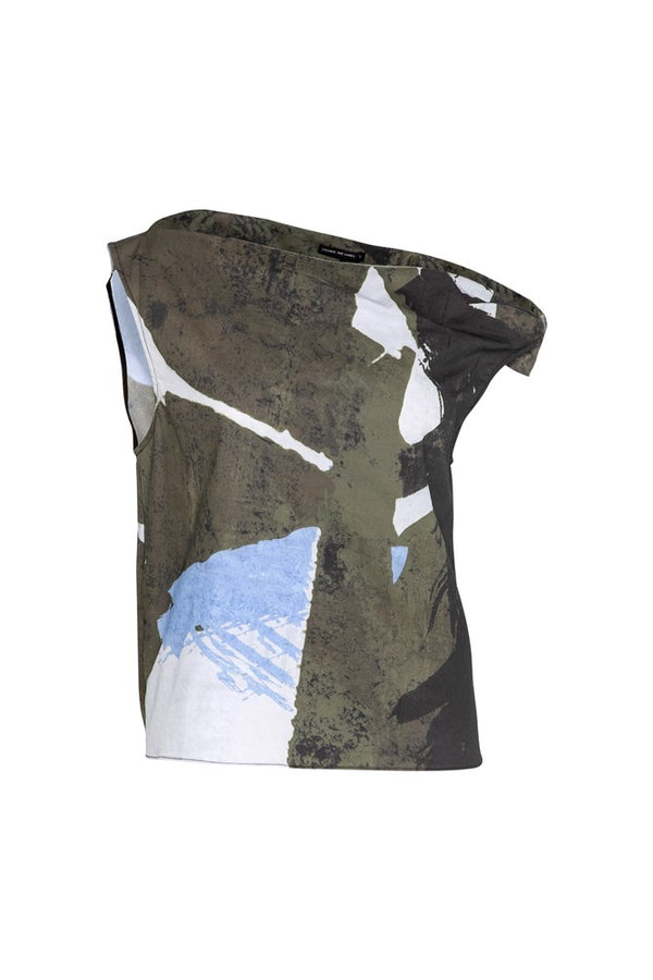 Stretch Cotton Off the Shoulder Boxy Top Majorca Terrain