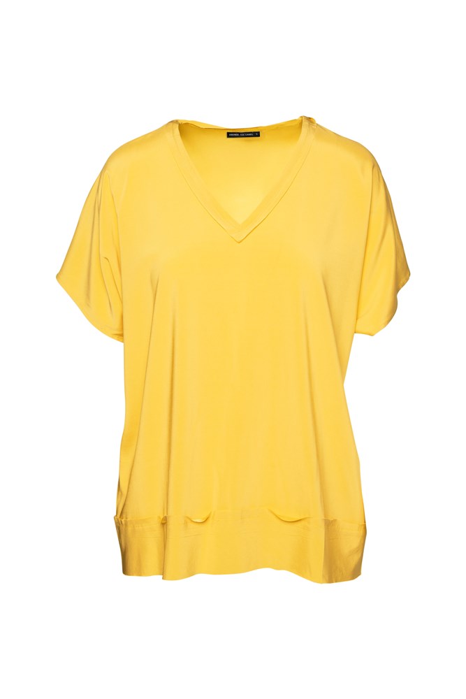 Luxe Stretch Cupro V.Neck Relaxed Top Catania-Sale