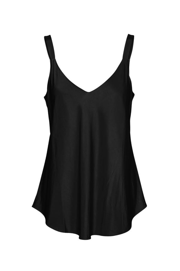 Luxe Stretch Cupro Relaxed Fit Singlet Licate Black