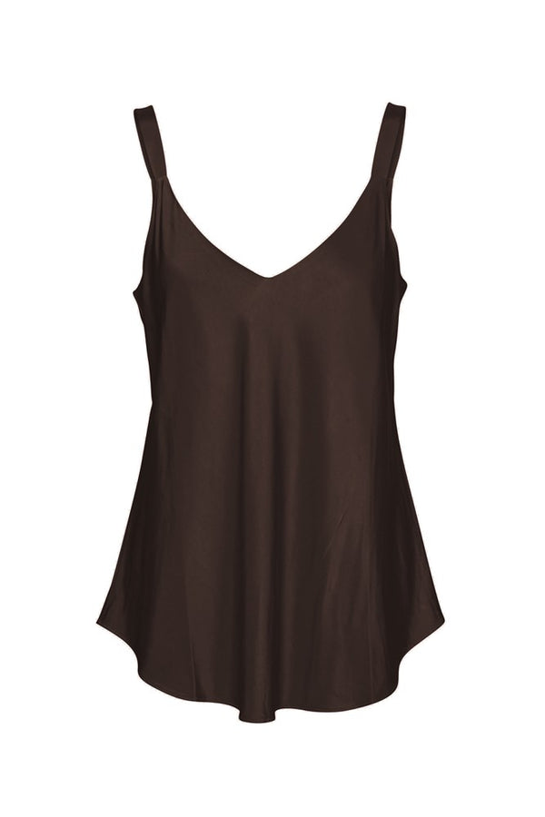 Luxe Stretch Cupro Relaxed Fit Singlet Licate Espresso