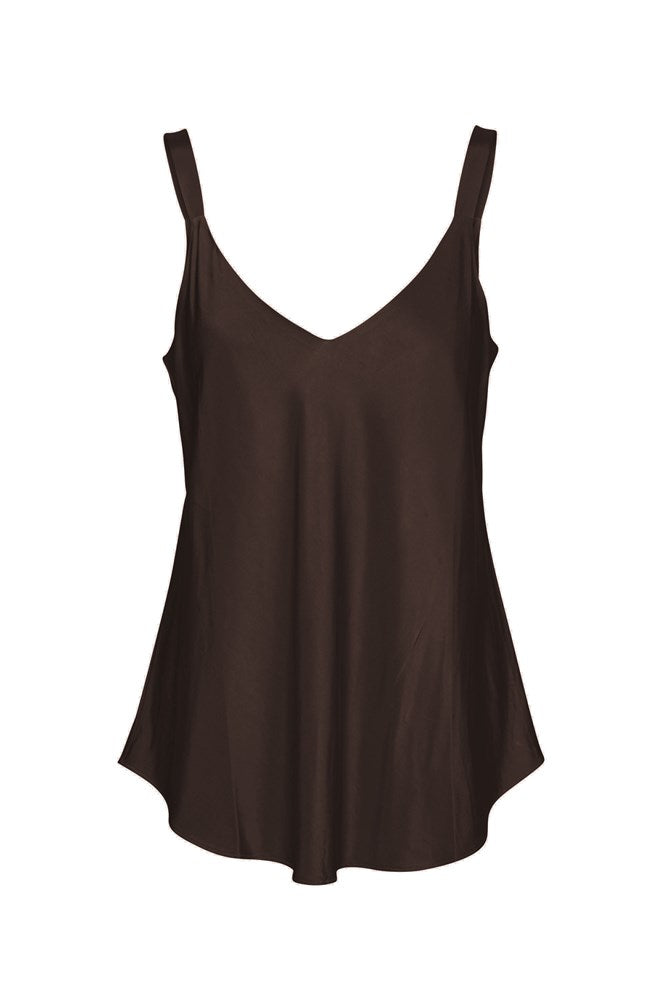 Luxe Stretch Cupro Relaxed Fit Singlet Licate Espresso