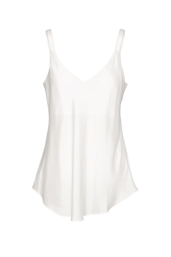 Luxe Stretch Cupro Relaxed Fit Singlet Licate White