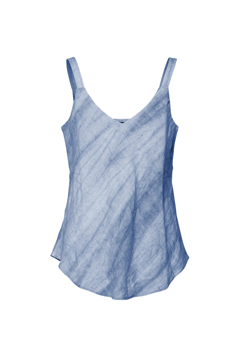 Linen Relaxed Fit Singlet Licate Blu