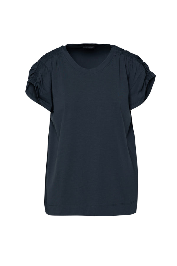 Pima Cotton Smock Shoulder Top Porto Sea