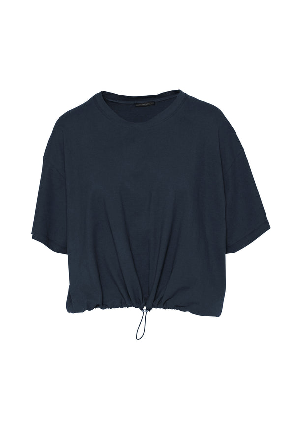 Pima Cotton Relaxed Fit Drawstring Hem Top Lisbon Sea