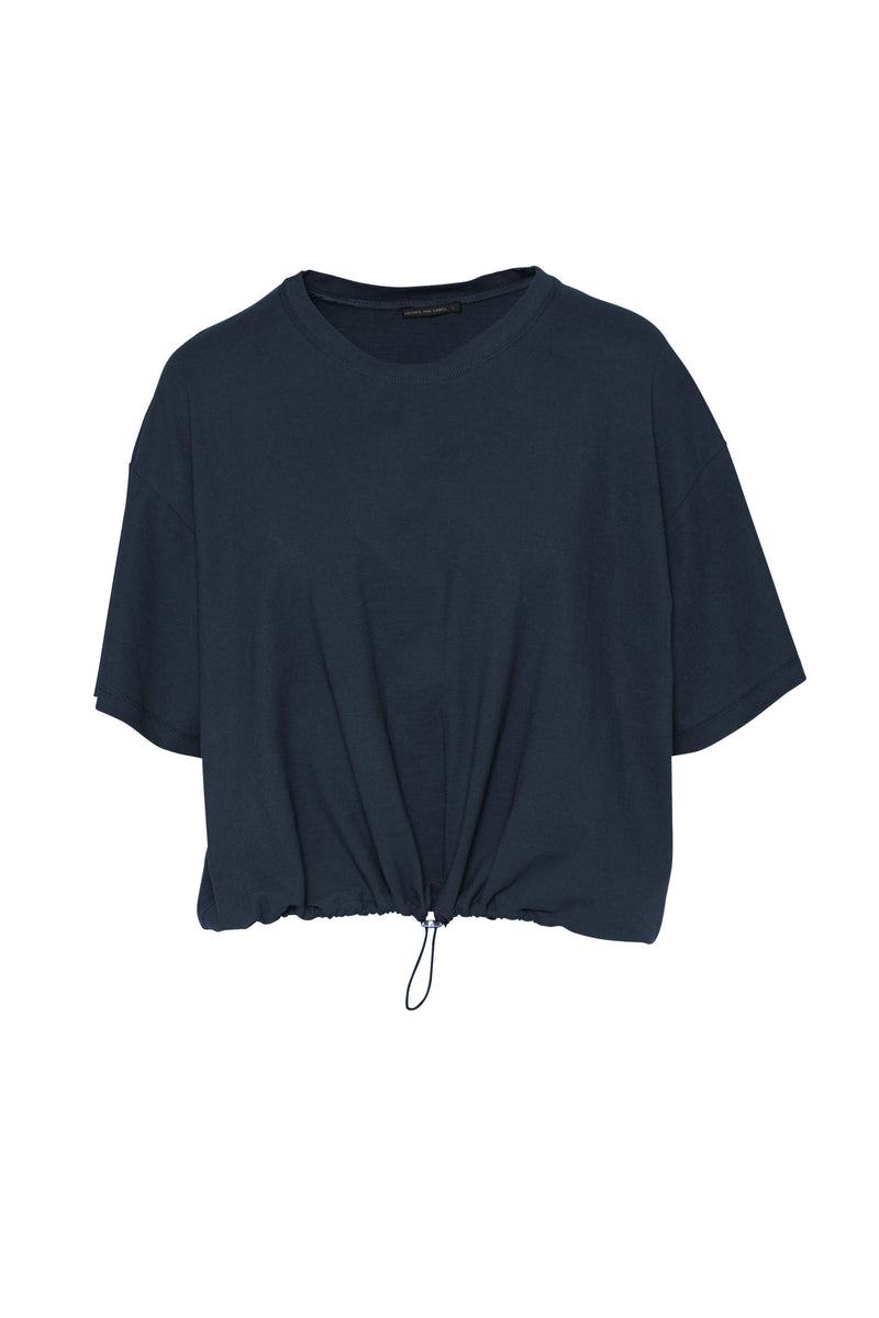 Pima Cotton Relaxed Fit Drawstring Hem Top Lisbon Sea