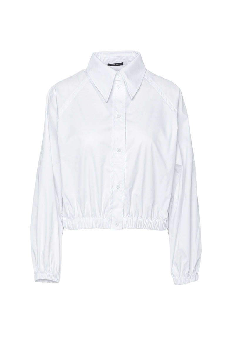 Cotton Stretch Bomber Shirt Colmar White