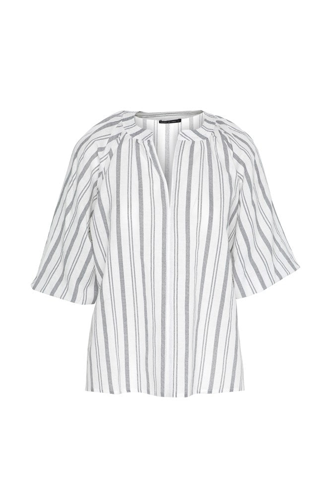 Linen Relaxed Fit Bubble Sleeve Top Telc Coastal