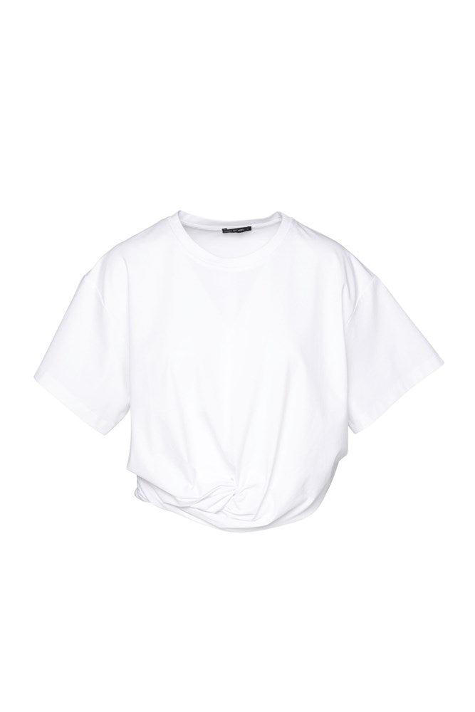 Pima Cotton Wrap Waist Short Sleeve Top Formentera White