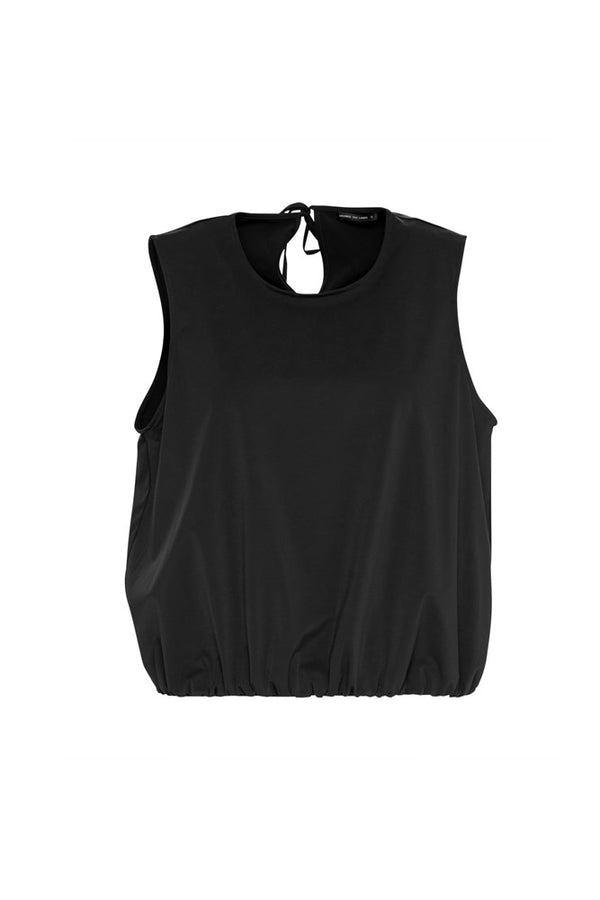 Tech Stretch Sleeveless Bubble Hem Top Minorca Black