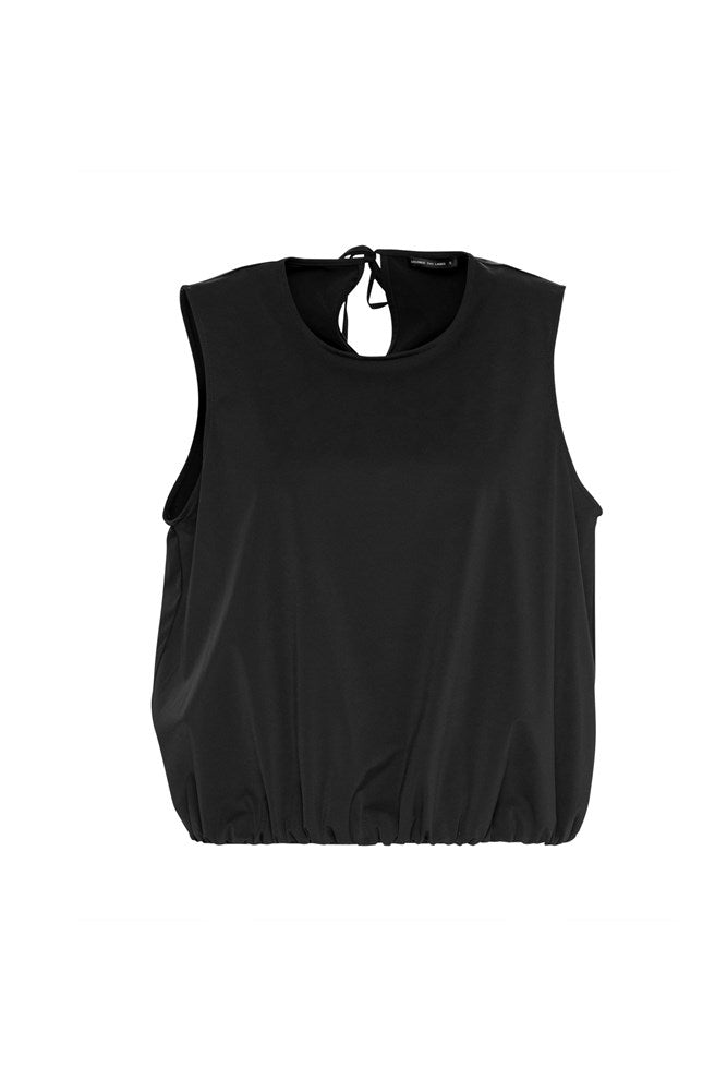 Tech Stretch Sleeveless Bubble Hem Top Minorca Black