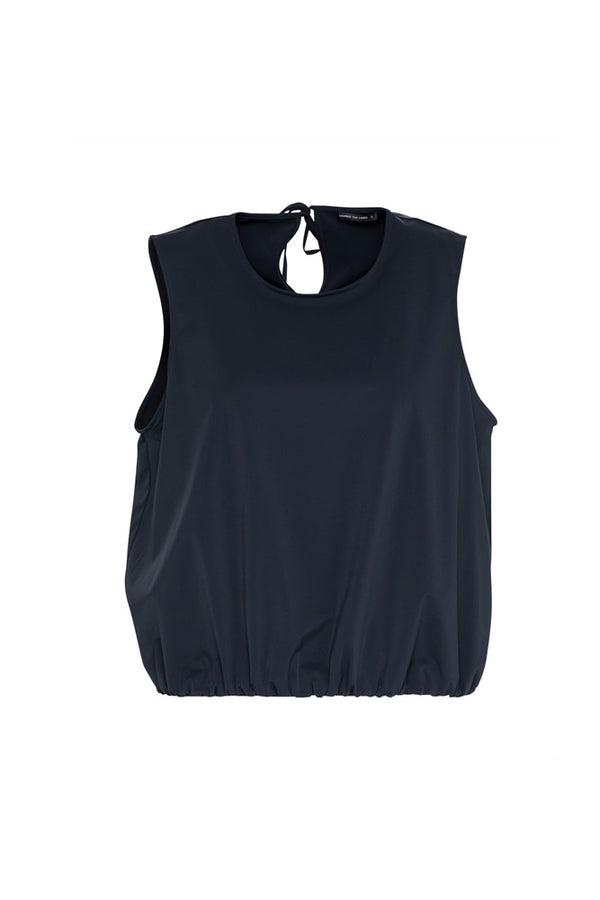 Tech Stretch Sleeveless Bubble Hem Top Minorca Sea