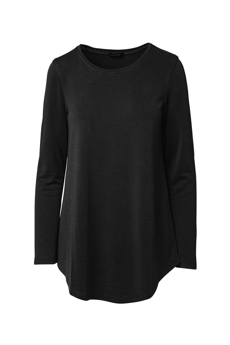 Sueded Jersey Curved Hem Long Sleeve Top Gordon Black