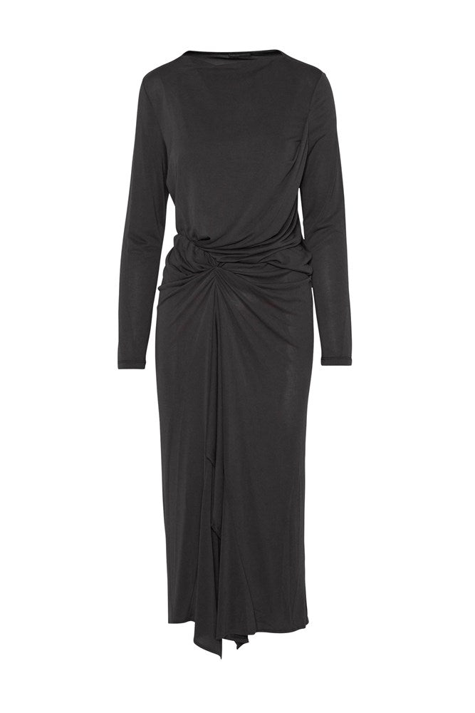 Sueded Jersey Draped & Gathered Boat Neck Dress Cetara