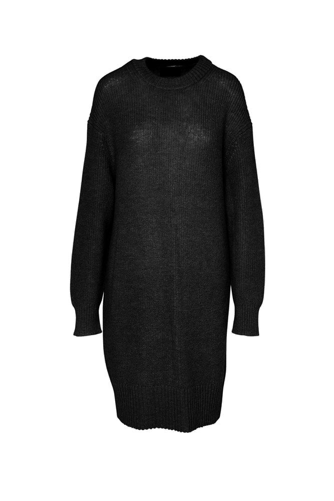 Mohair Wool Long Sleeve Tunic Dress Luxor Black