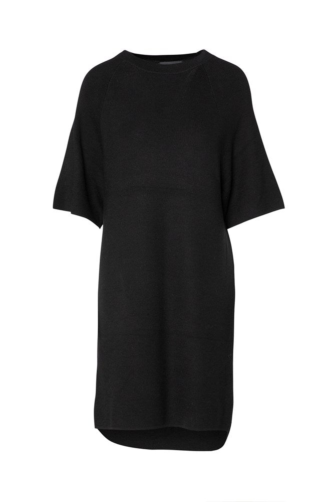 Merino Wool Blend Short Sleeve Tunic Dress Memnon Black