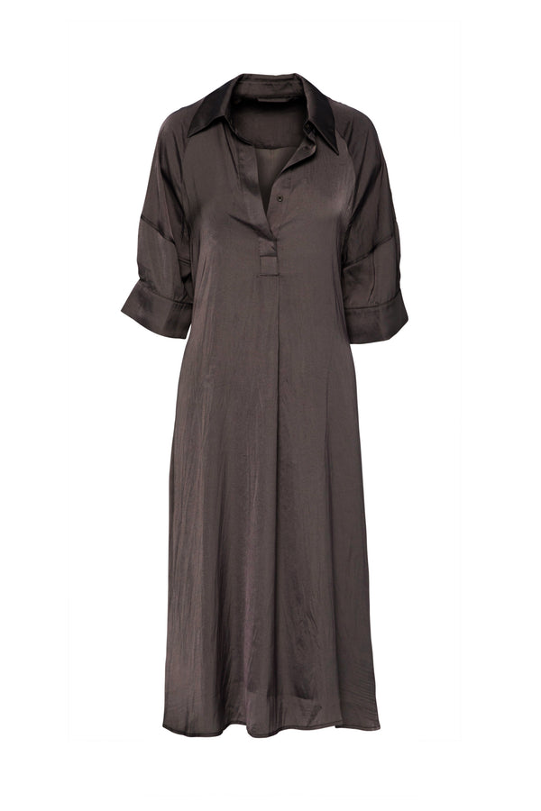 Breathable Airflow tech Poly Belted A.Line Shirt Dress Symi Mocha