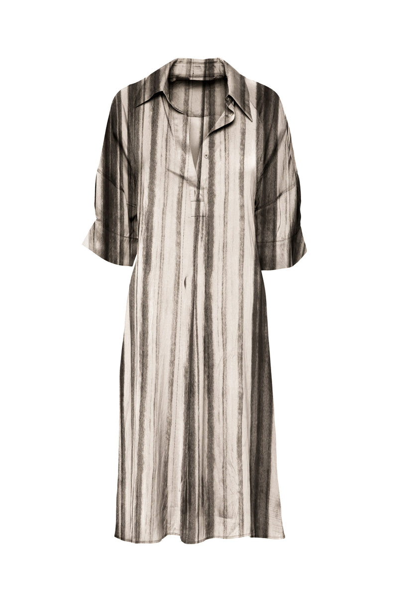 Breathable Airflow tech Poly Belted A.Line Shirt Dress Symi Basalt