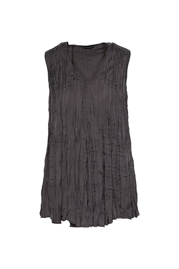 Crinkle Airflow V.Neck Sleeveless Swing Tunic Mocha