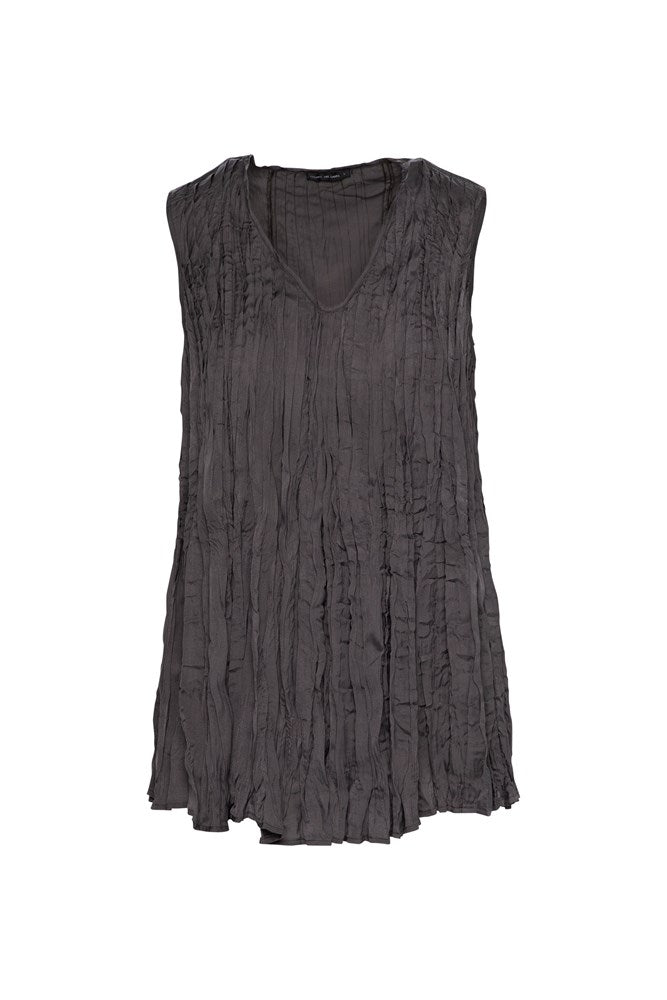 Crinkle Airflow V.Neck Sleeveless Swing Tunic Mocha