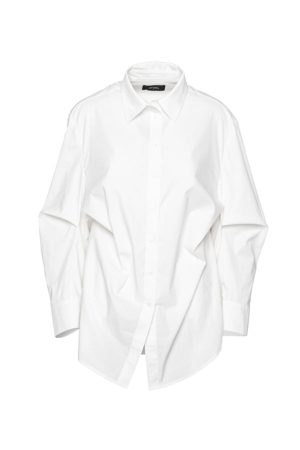 Stretch Cotton Cocoon Oversized Shirt Frias White