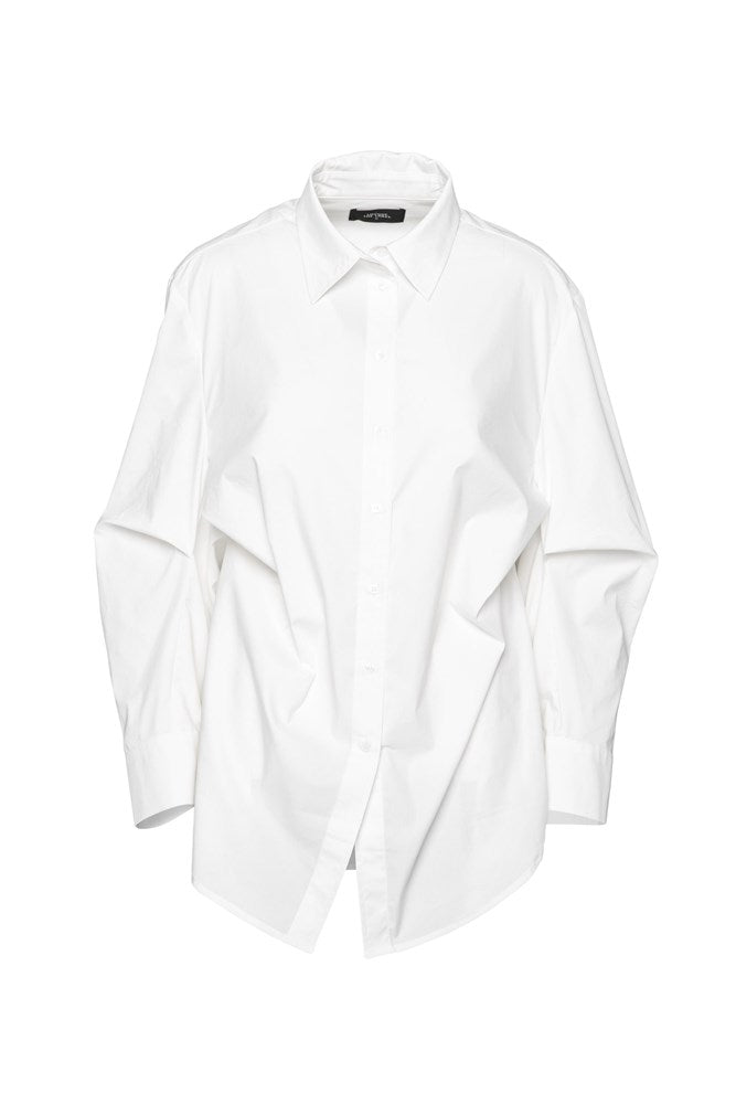 Stretch Cotton Cocoon Oversized Shirt Frias White