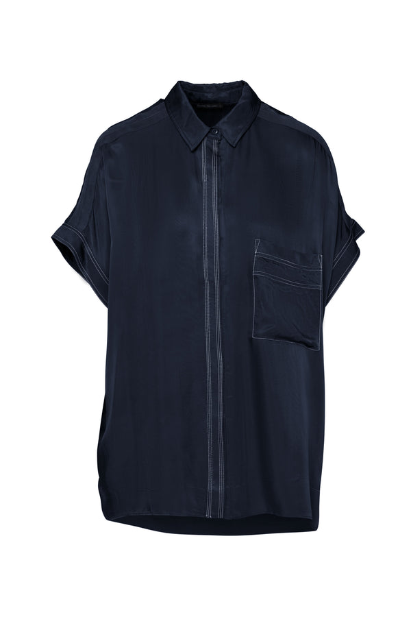 Twill Viscose Relaxed Fit Short Sleeve Shirt Zermat Sea