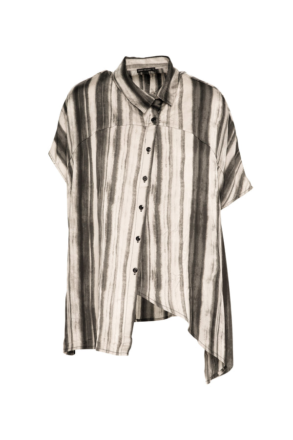 Breathable Airflow Tech Poly Asymmetric Cap Sleeve Shirt Pyrgi Basalt