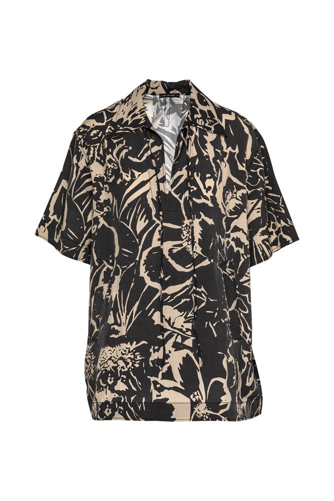 Breathable Rayon Printed A.Line Short Sleeve Tunic Shirt Samos Arabica