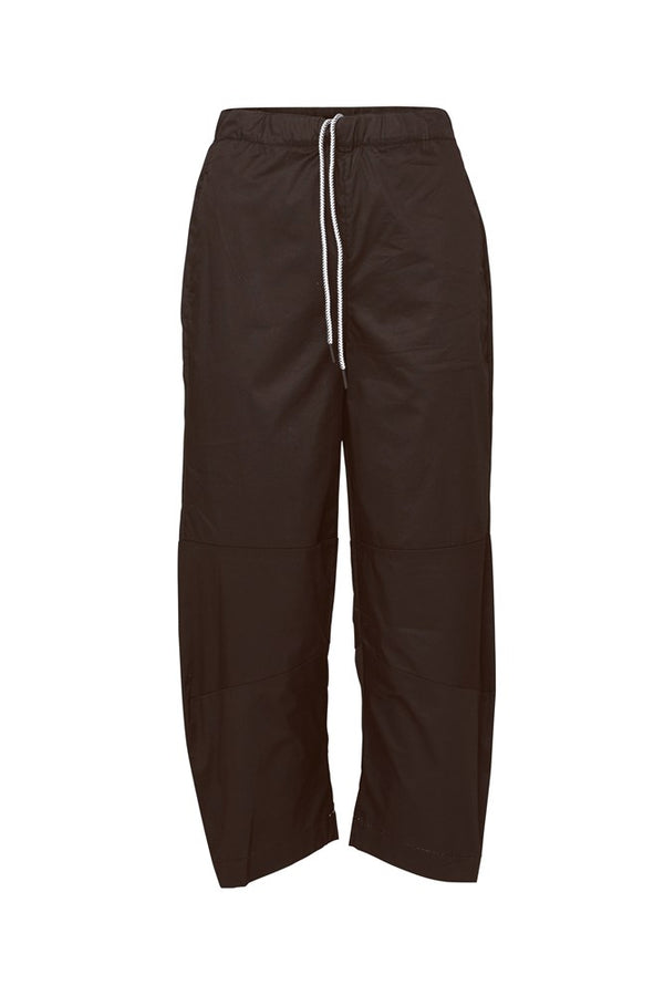 Stretch Cotton Barrel Leg Drawstring Waist Pant Ardeche Espresso