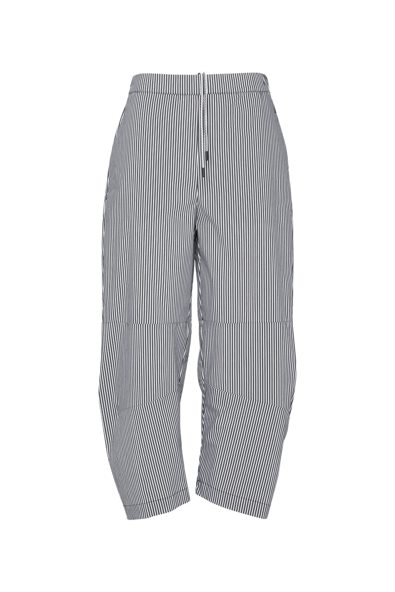Stretch Cotton Barrel Leg Drawsting Waist Pant Ardeche Charcoal Stripe