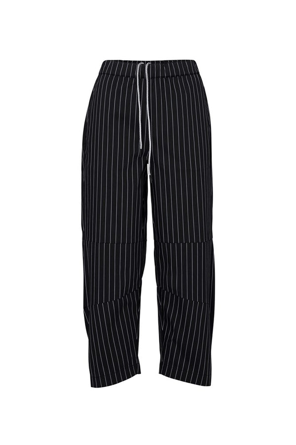 Stretch Cotton Barrel Leg Drawstring Waist Pant Ardeche Stripe