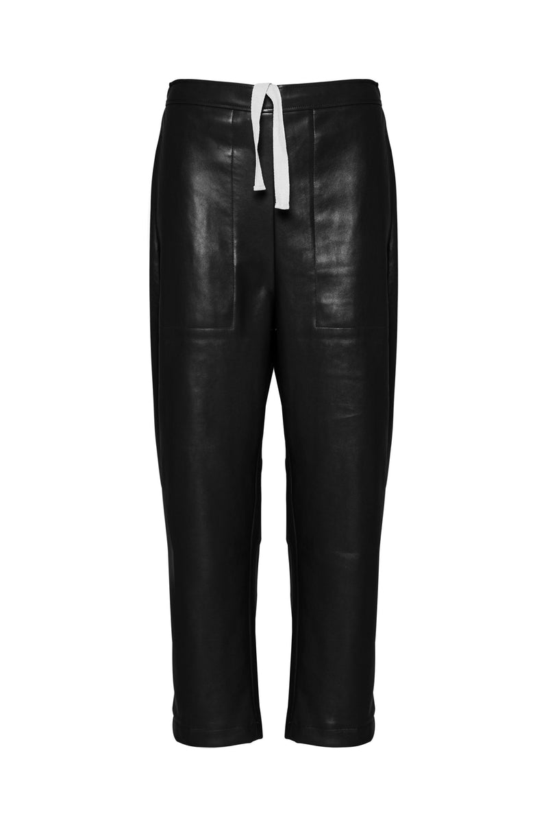 Faux Leather Drawstring Sport Luxe Pant Sian Black