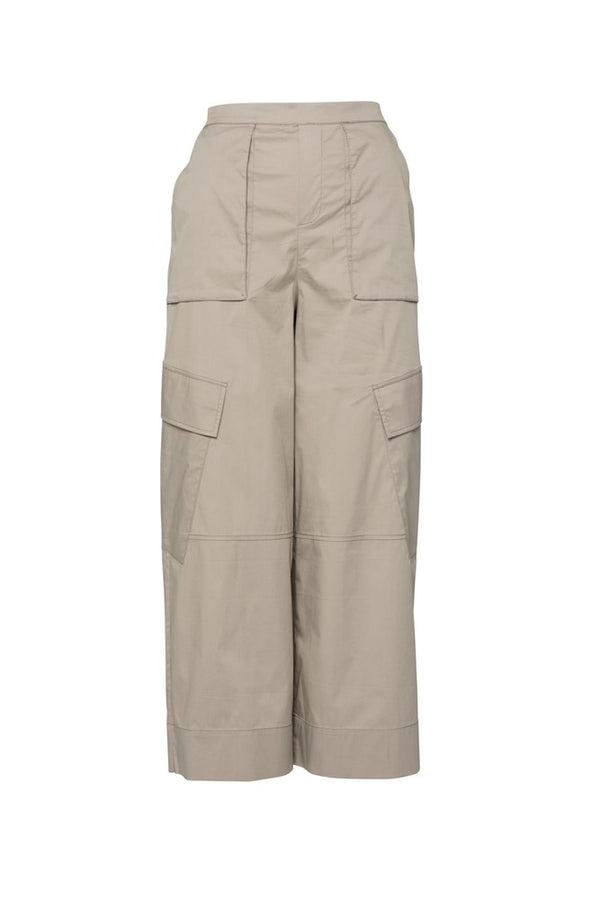 Cotton Stretch Cargo Pocket Wide Leg Pant Iles Sand