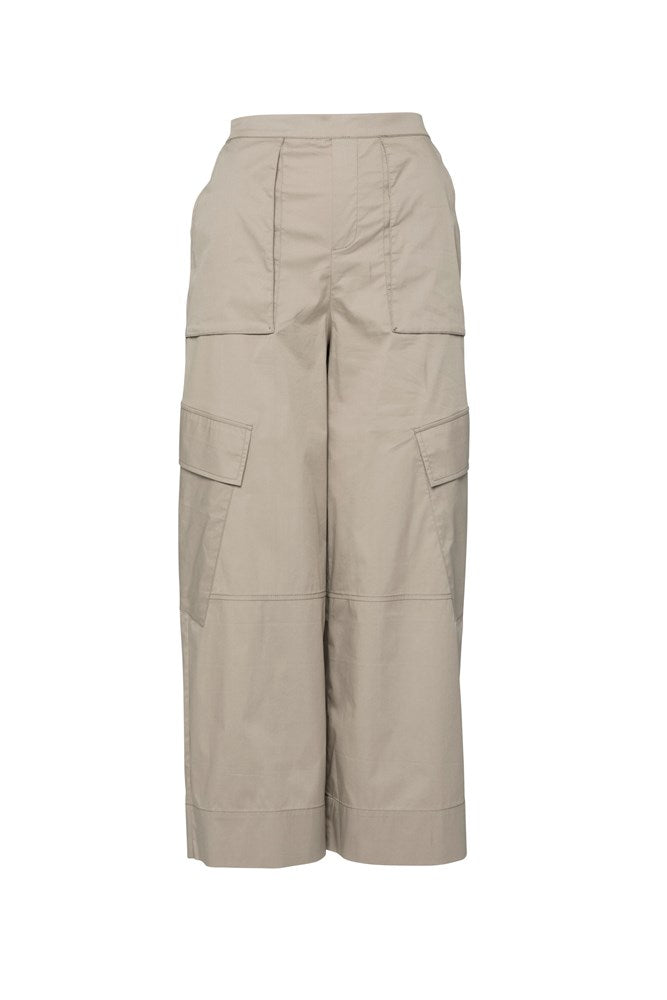 Cotton Stretch Cargo Pocket Wide Leg Pant Iles Sand