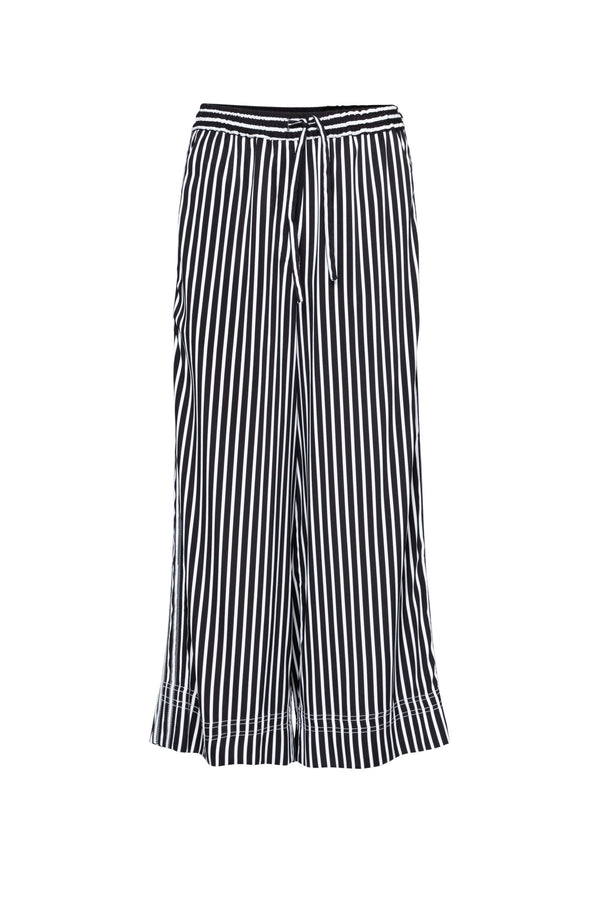 Luxe Cupro Stretch Relaxed Full Length Pant Meribel Blk/Wht