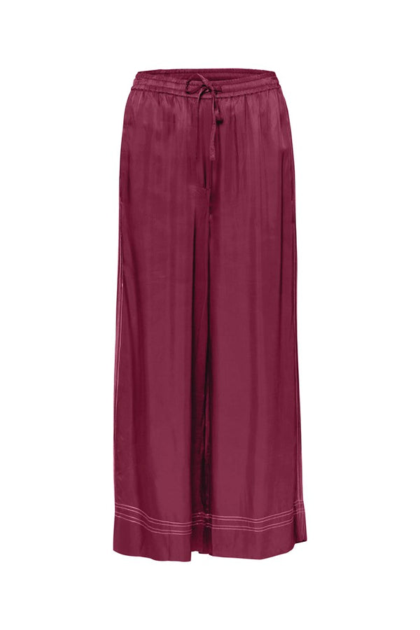 Twill Viscose Relaxed Full Length Pant Meribel Cherry/Wht