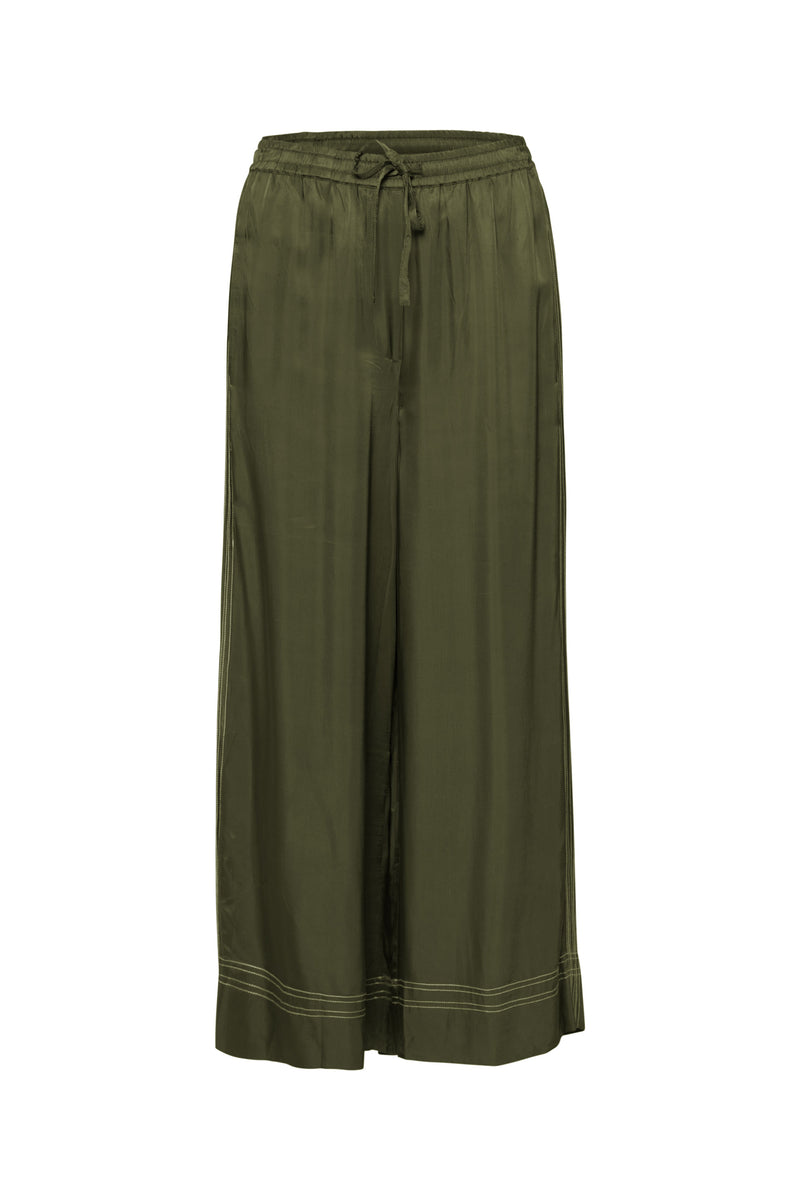 Twill Viscose Relaxed Full Length Pant Meribel Olive