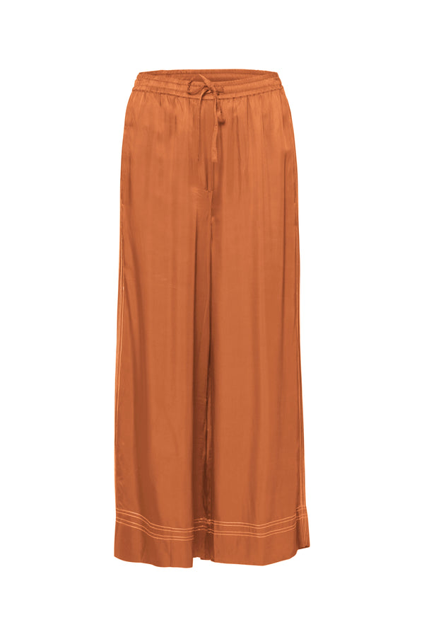 Twill Viscose Relaxed Full Length Pant Meribel Rust/Wht