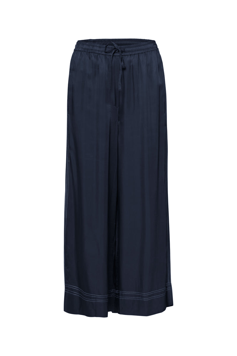 Twill Viscose Relaxed Full Length Pant Meribel Sea