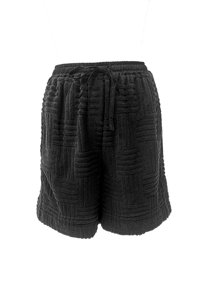 Cotton Blend Towelling Drawstring Short Alsace Black